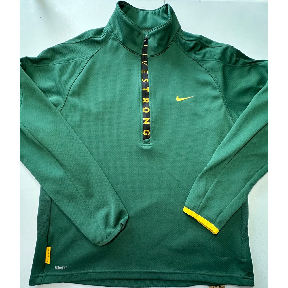 Nike Livestrong Mens Large Green Quarter Zip Pullover Nike FIT DRY Running Top